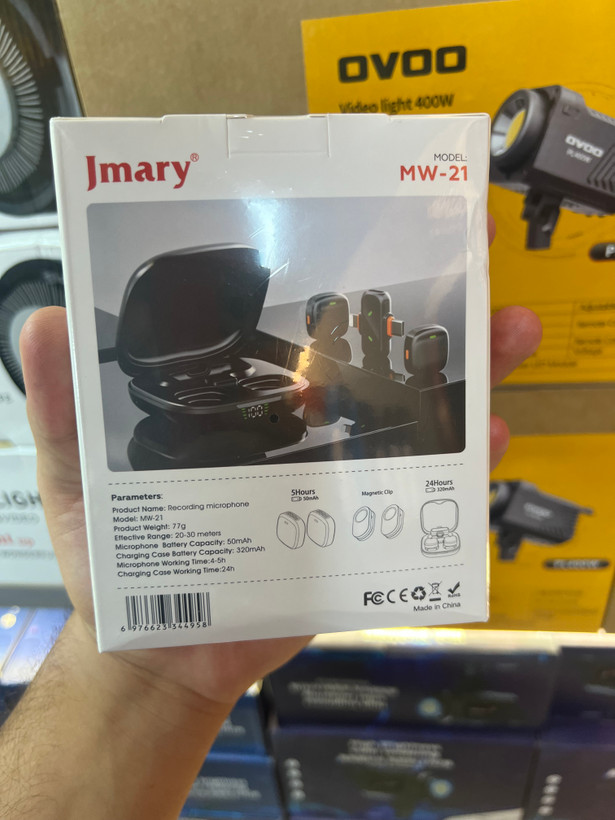 میکروفون بیسیم Jmary MW-21 دو نفره | نویز کنسلینگ AI | برد 100 متر | تایپ C و آیفون
